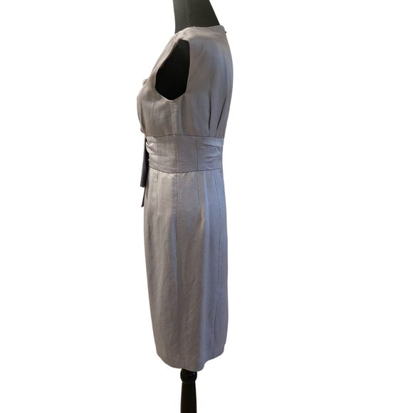 Nanette Lepore Womans Silver Linen Midi Dress 2 Quiet Luxury Minimalist Boho Chi - Picture 5 of 14